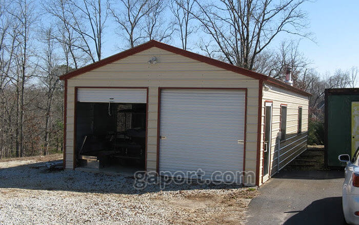 Sample installation in Iowa showing a 18x20x9 garage with two garage doors, one sectional.