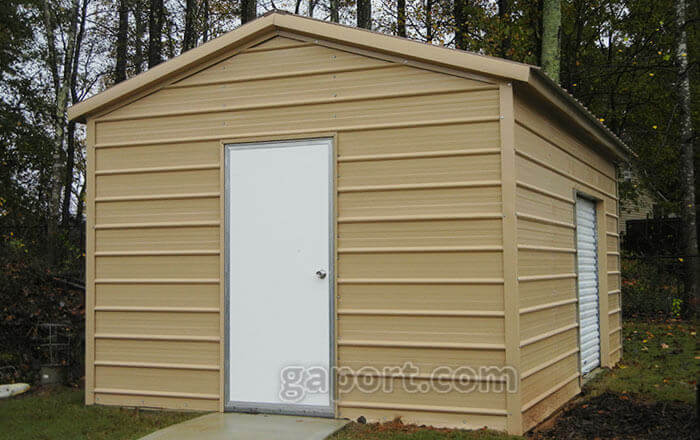 Interestingly, this metal garage is sized 12x20x8x10.5 with a garage door in the side.