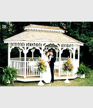 Gazebos are a perfect setting for wedding photos and anniversary celebrations.