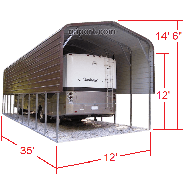 Clay color garage for an RV