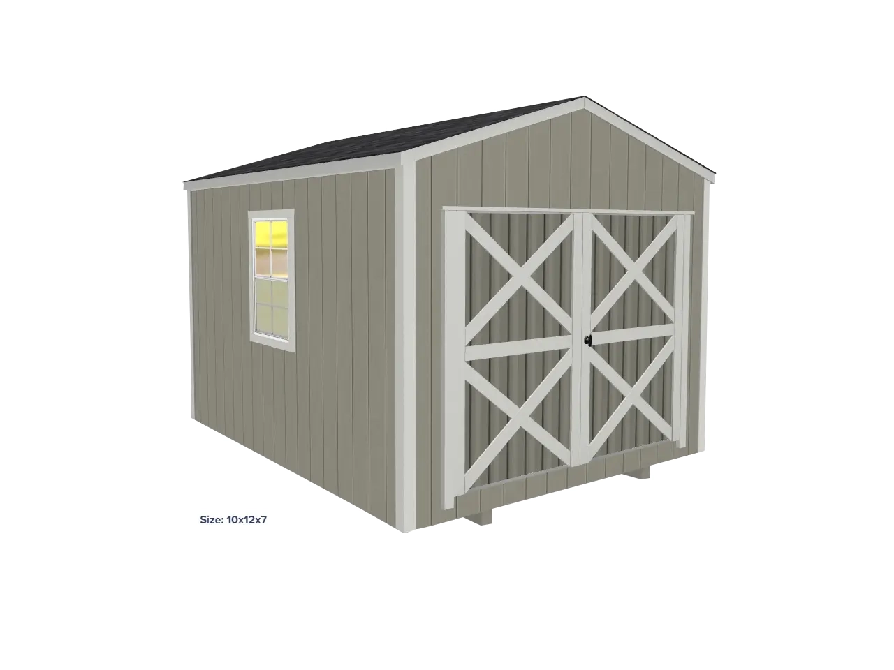 Quality utility shed for your backyard with double doors and two windows.